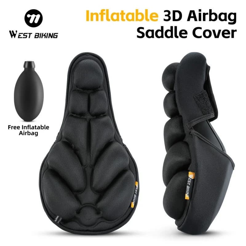 Capa de Selim para Bicicleta WEST BIKING, Capa de Selim Inflável 3D com Airbag, Almofada de Absorção de Choque Ajustável
