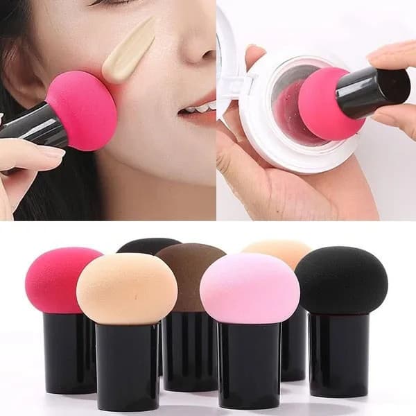 Conjunto de Maquiagem Profissional com Esponja de Cogumelo – Base, Blush e Pó Compacto