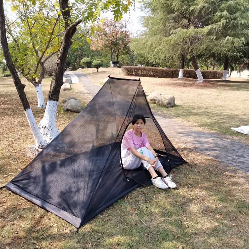 Acampamento ao ar livre triângulo mosquiteiro portátil Anti-mosquito parque de viagem lazer zíper porta tenda