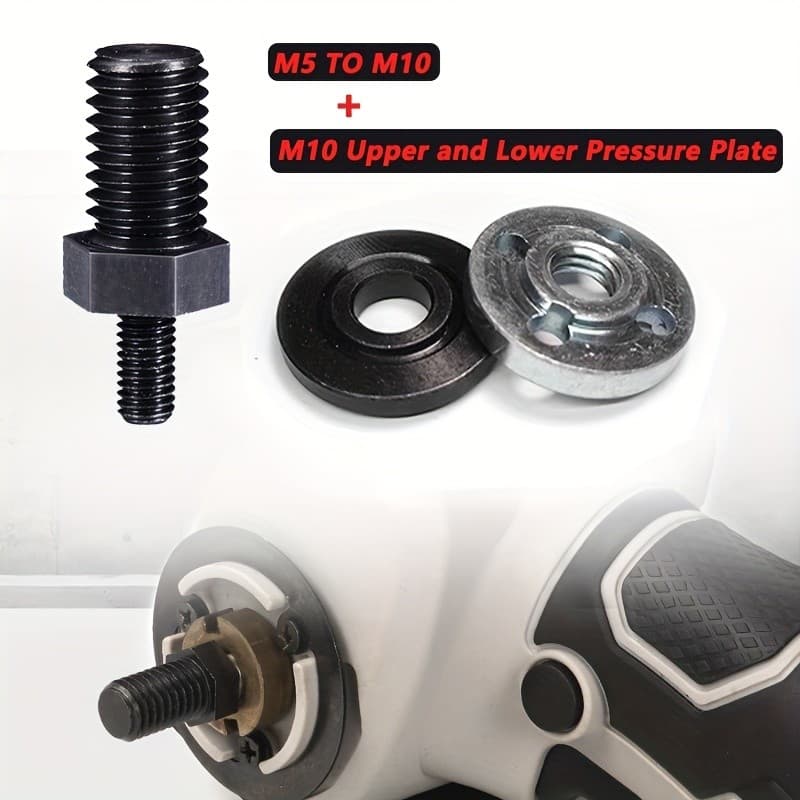 Kit Adaptador Esmeril Angular M5-M10 (3 Peças) - 2 Parafusos M10, Robusto e Fácil Instalação
