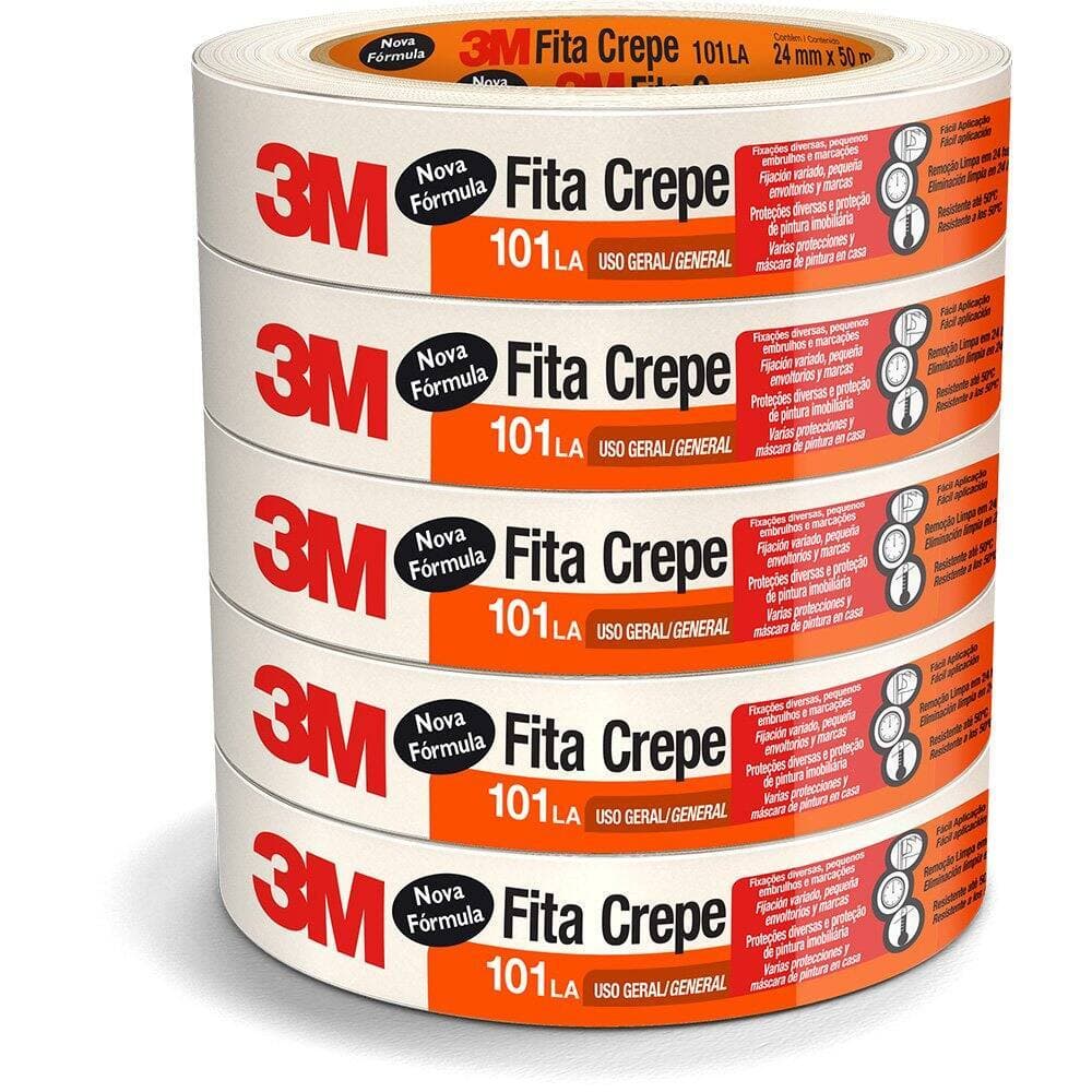 Fita Adesiva Crepe 3M 101LA 24mmx50m C/5 Unidades