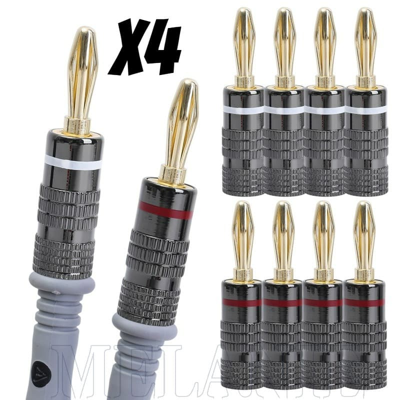 Plugue De Fiação Rápida Banhado A Ouro 24K-Conector De Banana De 4 Mm-Terminais De Tomada Hexagonal-Adaptador De Porta D