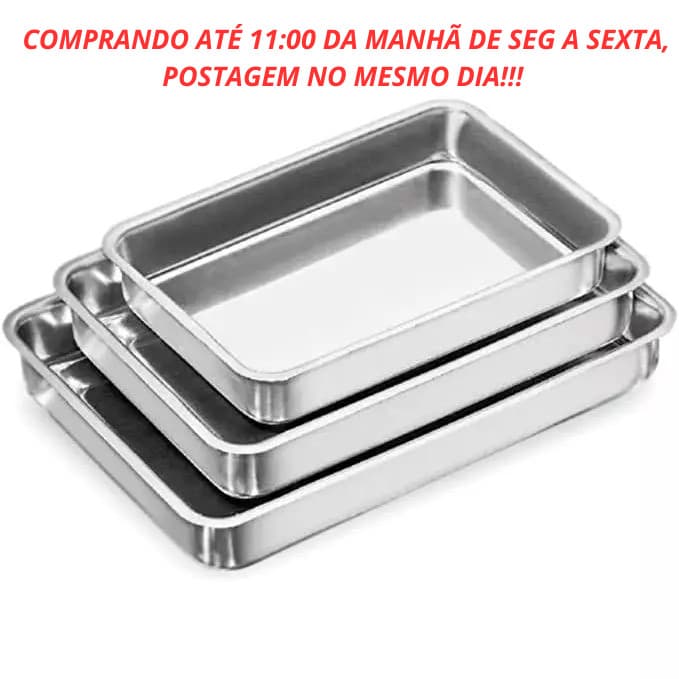 Jogo com 3 Assadeiras Formas Para Bolo Retangular Alumínio. nº 1, 2 e 3