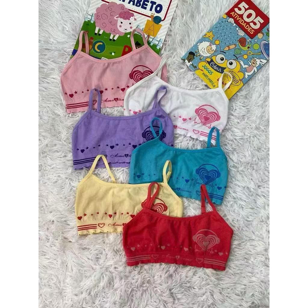 Amo&Tiamo Kit Top Sutiã Com Regulagem Esportivo Confortável Para Criança Moça