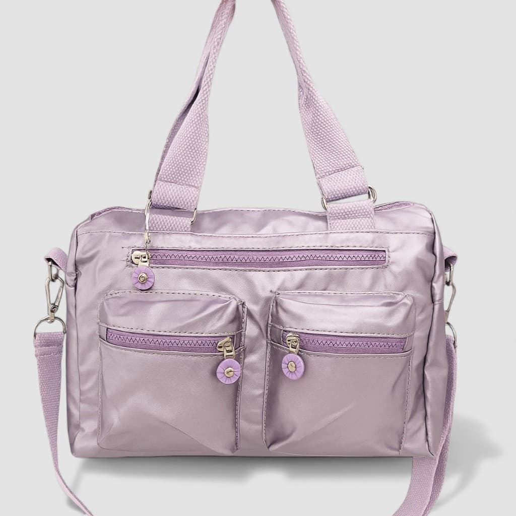 Bolsa Transversal de Ombro Feminina Impermeável Metalizada com Alça Ajustável