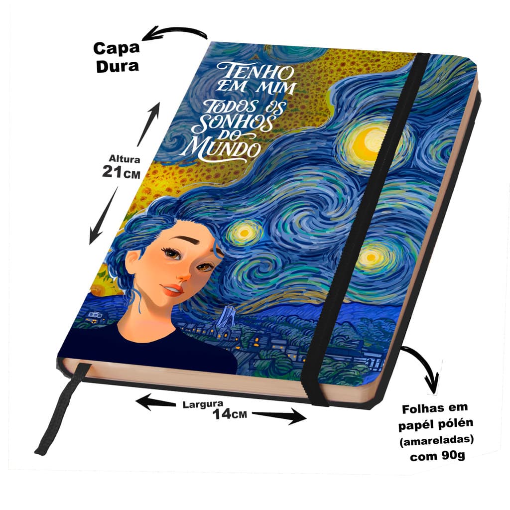 Caderno Sketckbook ou anotações COLEÇÃO VIDA E ARTE capa dura 160 páginas