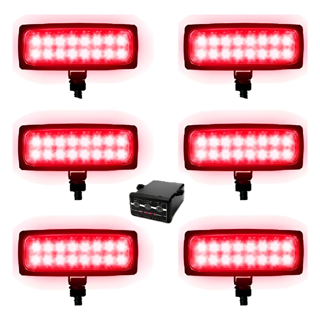 Estrobo 12v Milha Farol Led Vermelho 6 Farol Carro Moto