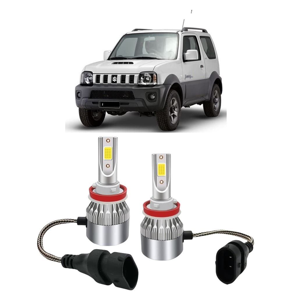 Par Lampada Super LED Farol de Milha Jimny 2009 a 2018 6000k H11