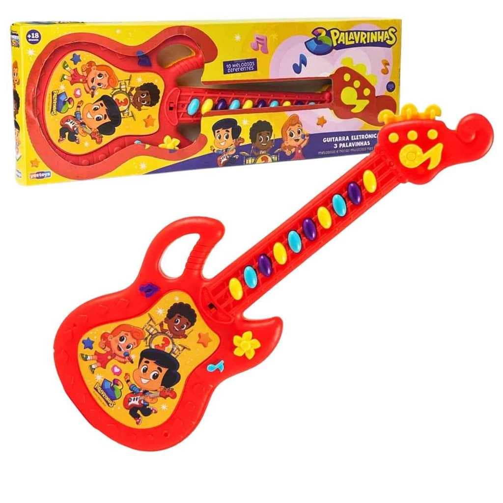 3 Palavrinhas Guitarra Infantil Eletrônica Original, Yes Toys, Guitarrinha De Brinquedo