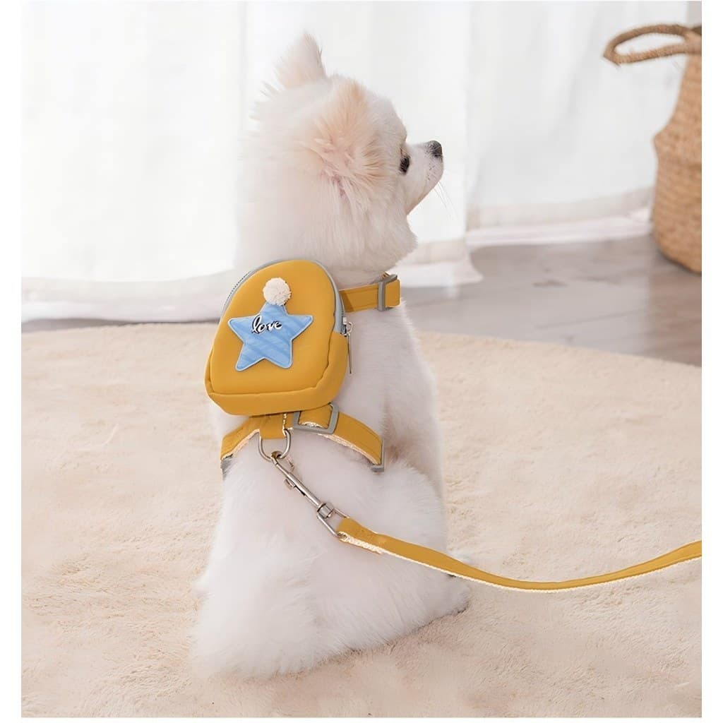 Coleira Peitoral Com Mochila E Guia Para Cachorro Pequenos, Caminhada Ao Ar Livre