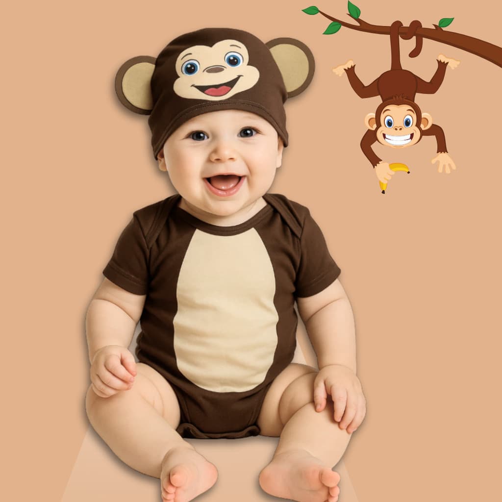 Body Bebê Infantil Mêsversário Temático Macaquinho Super Confortável Promoção