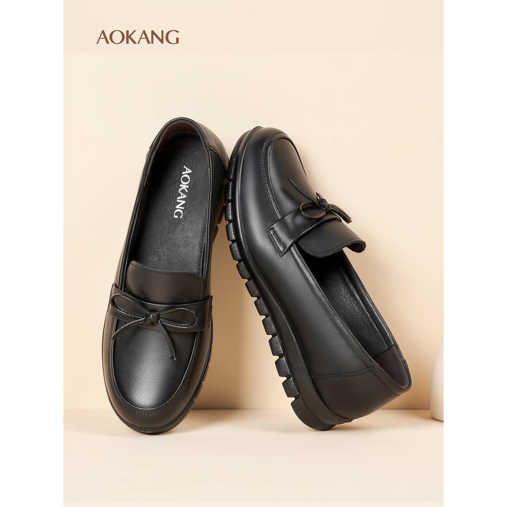 Okcom sapatos femininos 2026 primavera outono sapatos de boca rasa um Pedal confortável simples All-Match mocassins de c