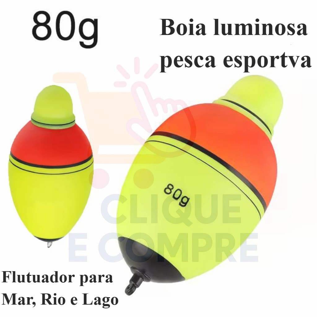 Boia Luminosa LED para Pesca Noturna 80g Boia Flutuador para Mar, Rio e Lago