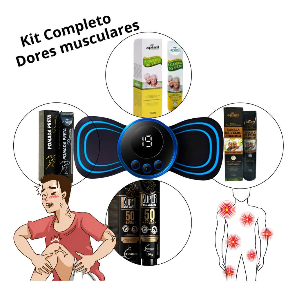 Massageador Profissional + 4 Pomadas Fisioterapia Muscular