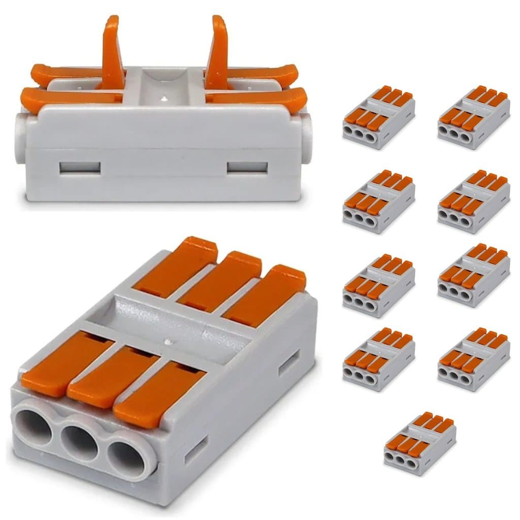 Kit 9 Pçs Conector De Emenda Chuveiro Borne 3 Vias 6mm 41a