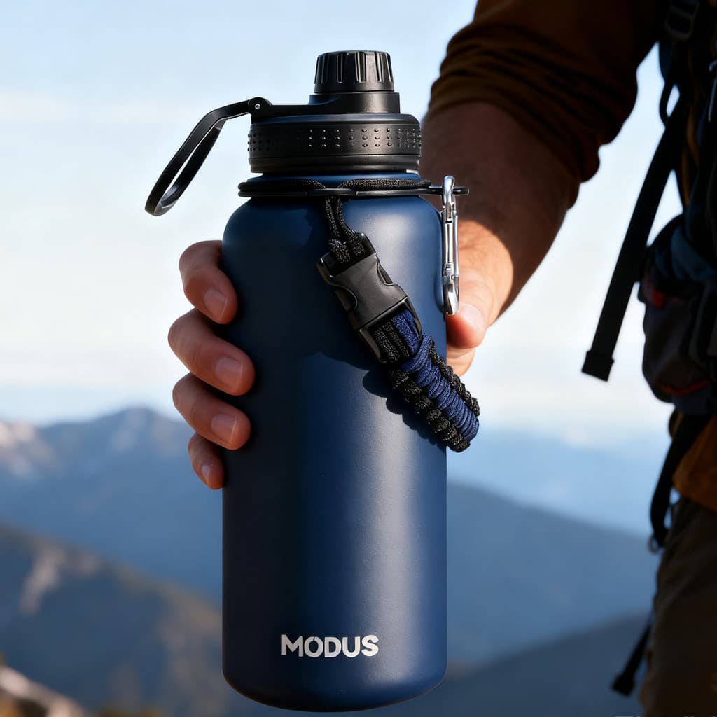 Modus Garrafa Térmica De Água Isolada 1000ml De Aço Inox Com Alça
