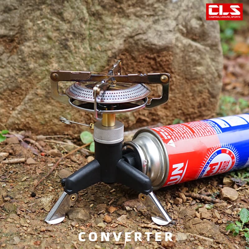 Conversor de queimador portátil com cabeça de conversão triangular para tanque de gás externo