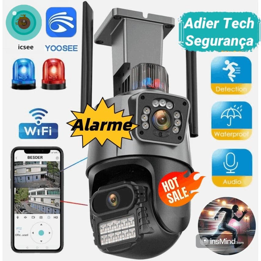 Câmera De Segurança WiFi ICSEE Externa Lente Dupla Com Sirene Full Hd Wifi Visão Noturna App YOOSEE