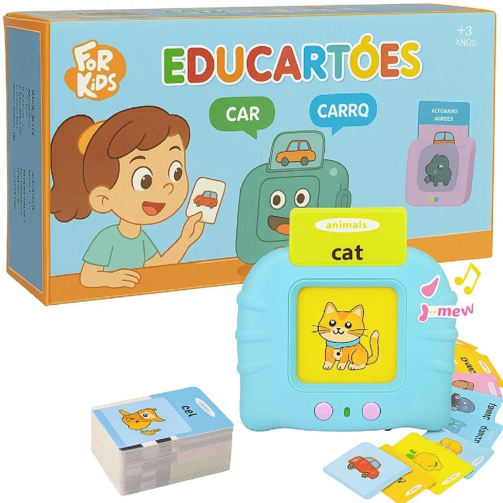 Leitor De Cartões Infantil Em Português e Inglês Brinquedo Eletrônico Educativo Autismo 224 Palavras