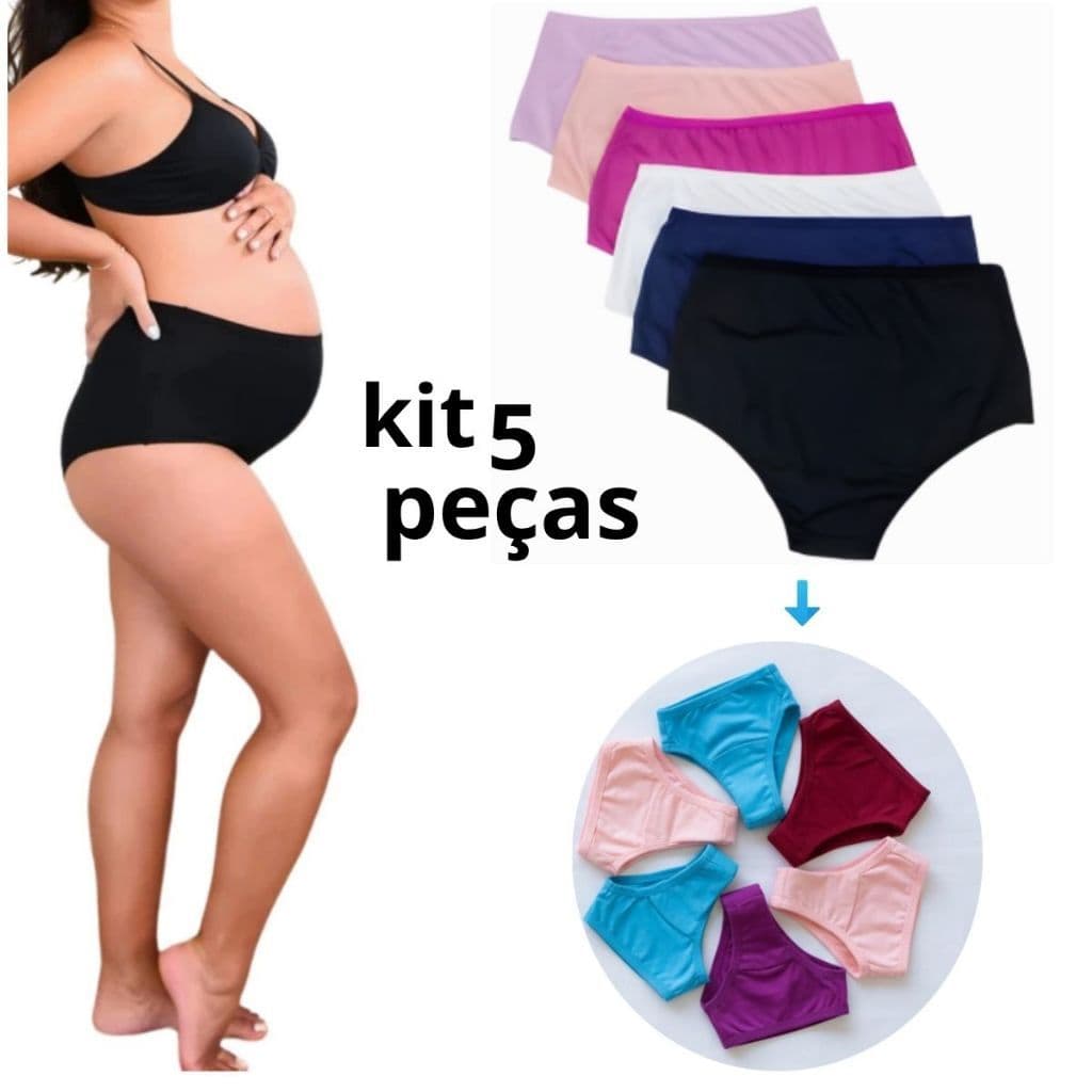 Kit 5 Calcinha Gestante Pós-Parto -Pós -Cesaria; Adiquire Ja esta Calçinha Em Sua Gravides