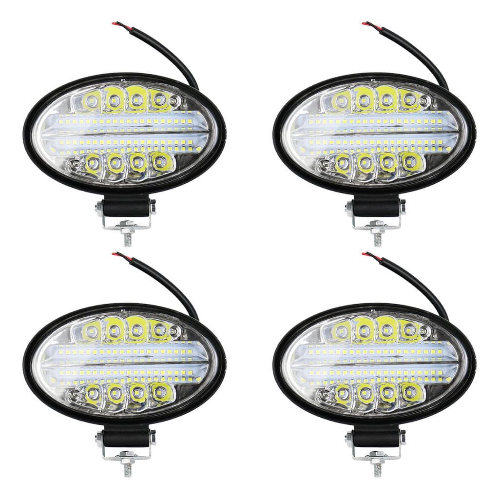 Kit 4 Farol Milha Auxiliar Oval 144W Briwax Bivolt 12V 24V Foco Duplo Caminhonete Caminhão