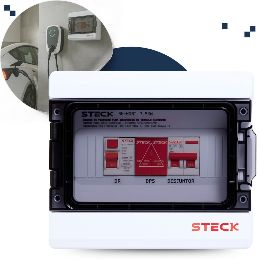 Quadro Protetor Carregador Veícular Wallbox Steck Mobi Box 220v 7.5KW Carro Elétrico