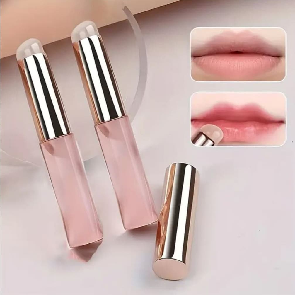 Pincel labial portátil de silicone com tampa, pincel para esfumar batom