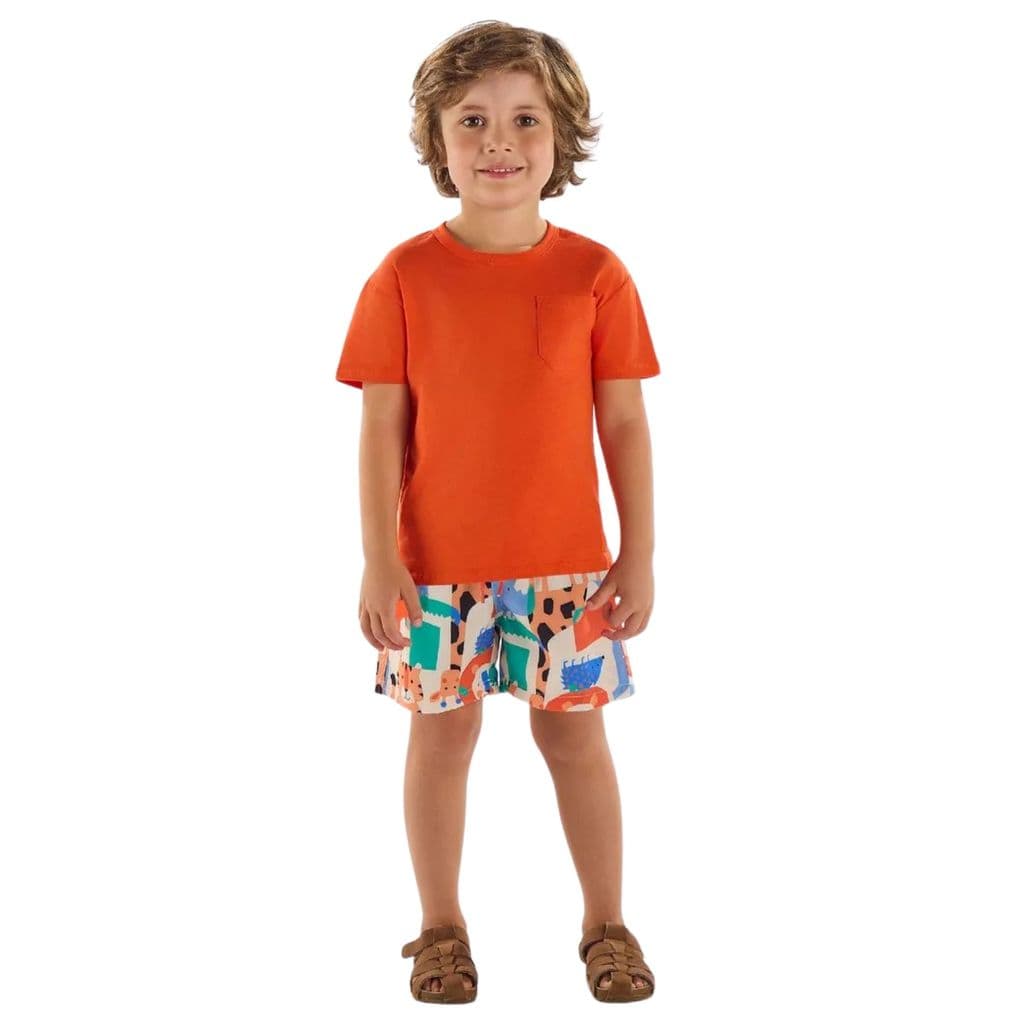 Conj. Camiseta Laranja e Short Safari - Up Baby