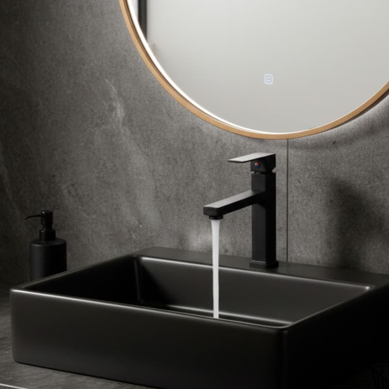 Torneira Gourmet Lavabo Banheiro Luxo Preto/Cromado Inox 1/2 Água Fria Única