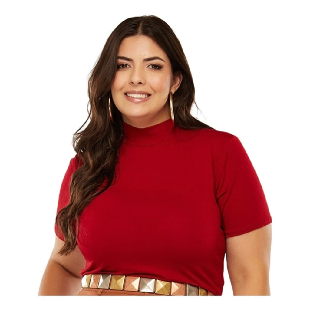 Blusa Feminina Plus Size Lisa de Gola Alta – Elegante, Confortável e Estilosa para Outono/Inverno