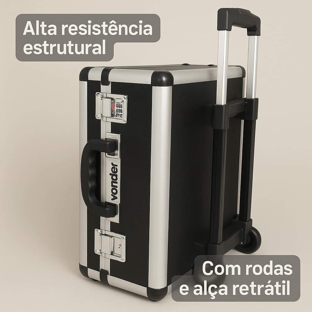 Carrinho Caixa de Ferramentas Profissional, Mala com Rodas, Alça e Segredo - VONDER