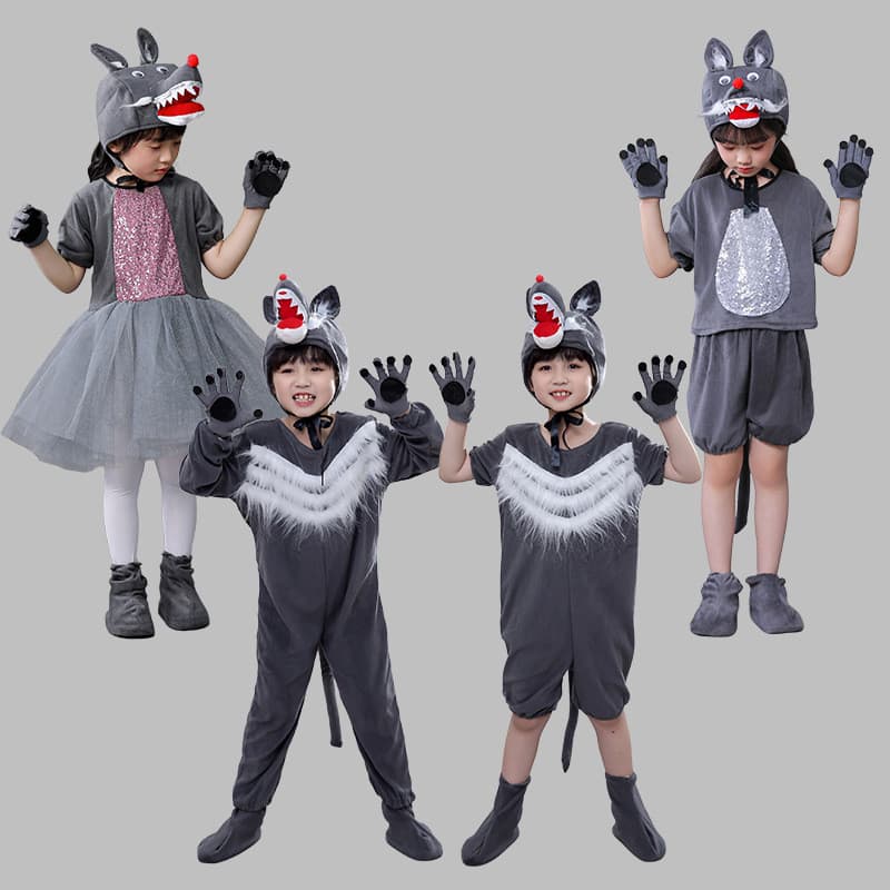 [Estoque pronto envio rápido] fantasia de Animal infantil fantasia de ovelha fantasia de dança de lobo e ovelha fantasia