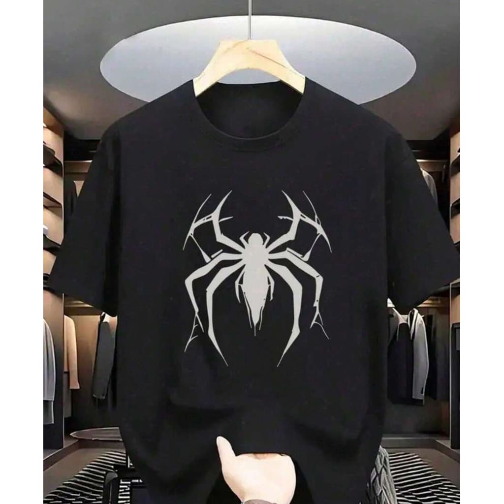 Camiseta 100% Algodâo  Aranha Spider Masculina Algodão Manga Curta Casual Estilo Geek