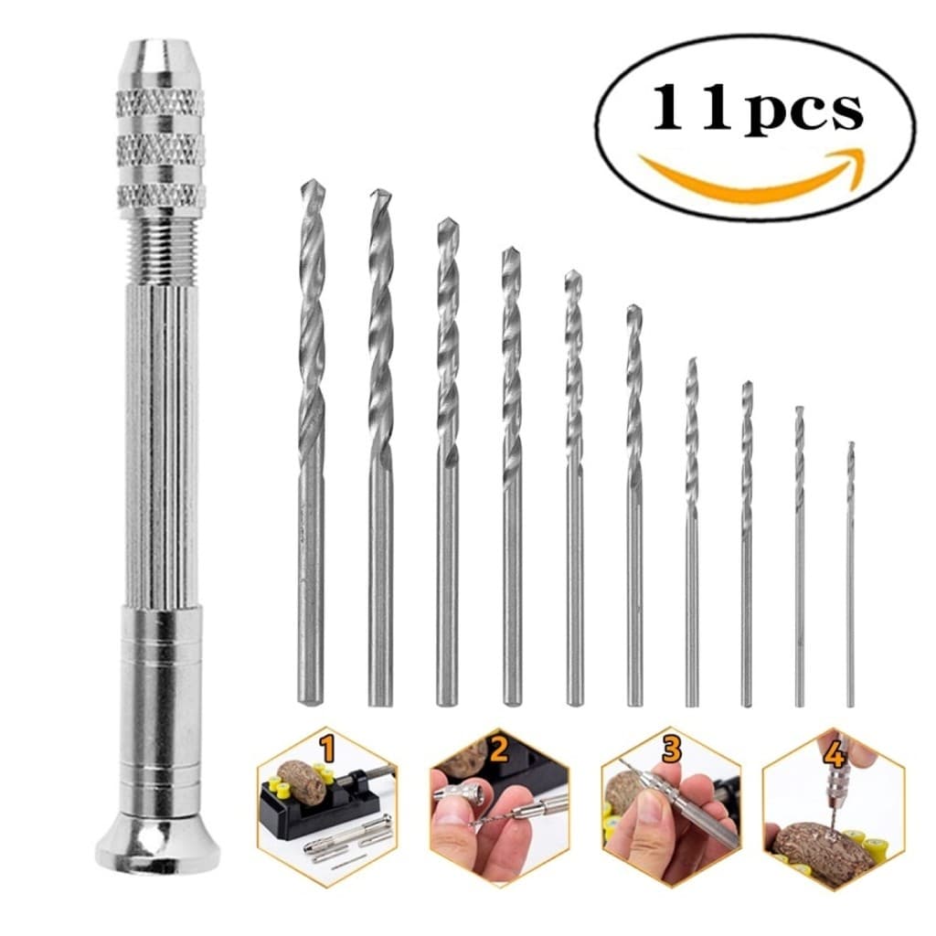 Mini Furadeira Manual Para Artesanato Profissional Furador Mandril + Broca Para Moldes Resina Epóxi