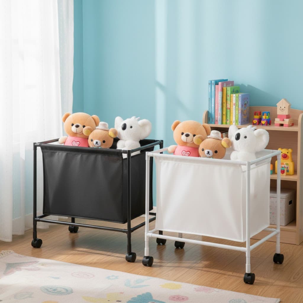 Cesto Organizador Multiuso Com Rodinhas Armazenamento Roupa Suja Brinquedos
