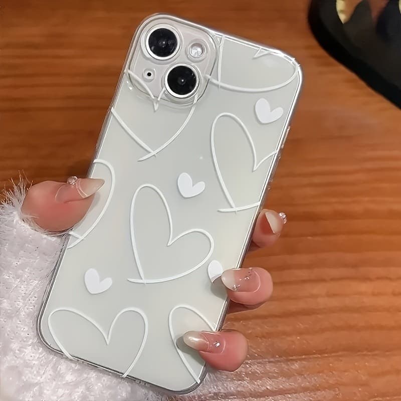 CAPINHA CAPA IPHONE CORAÇÃO DELICADO, TRANSPARENTE RESISTENTE TPU, PADRÃO PROTETORA 17 16 15 14 13 12 11 Plus Pro Max