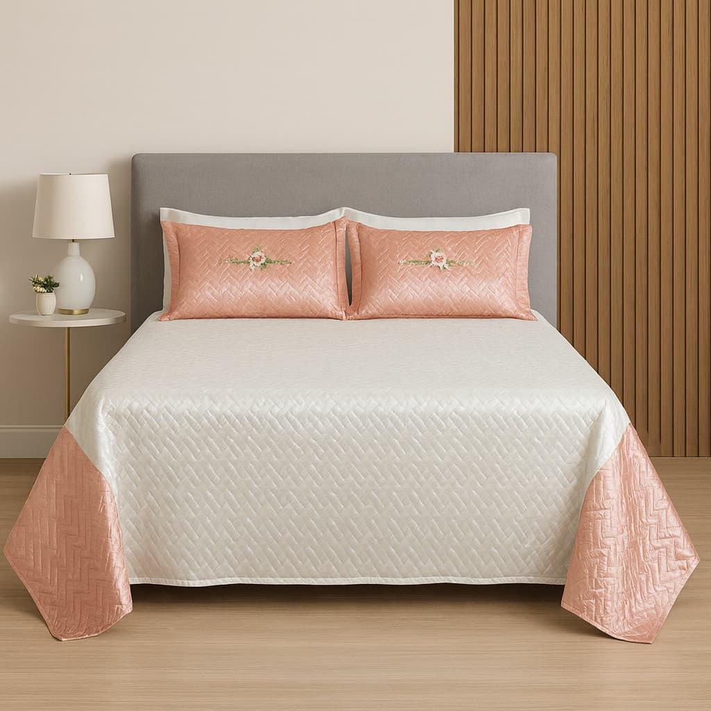 Cobre Leito Kit Colcha de Cetim 2 Cores Jogo de Cama 3 Peças Tamanho Casal, Queen ou King