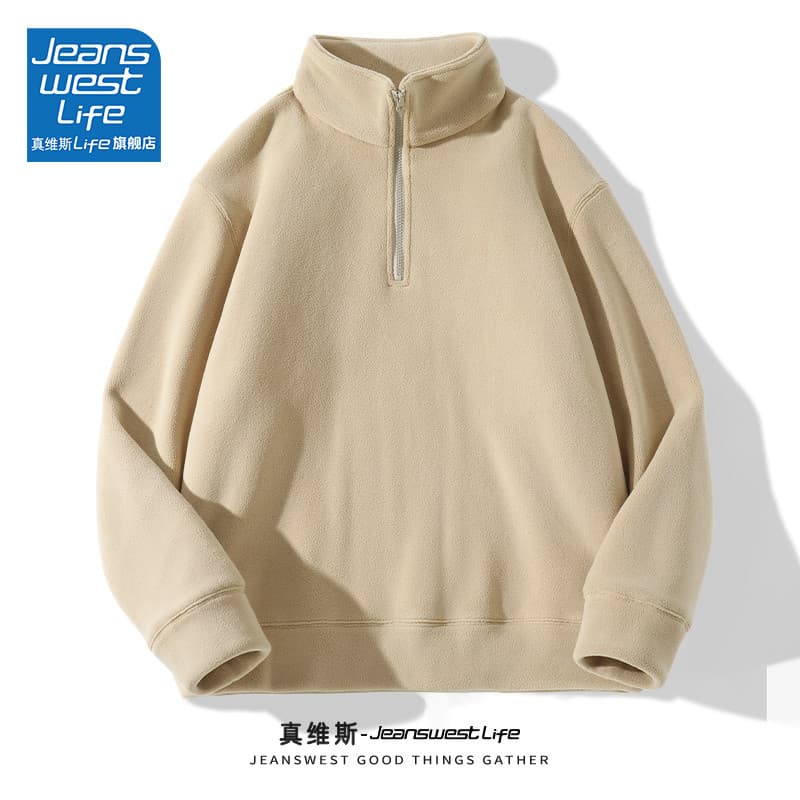 Zhenweisi LIFE Fleece-Fleece Gola Alta Moletom Masculino Inverno Masculino Engrossado Dupla Face Fle