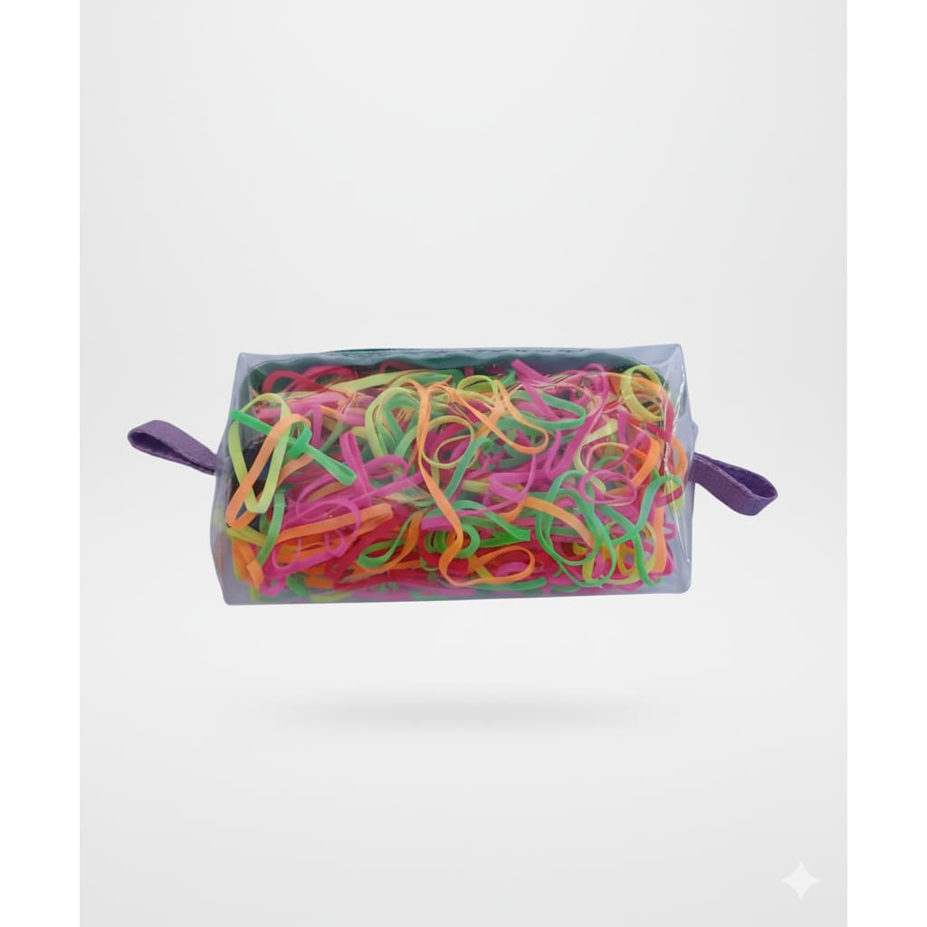 500UN de Elásticos colorido Infantil Pequenos De Silicone Para Cabelo c/estojo