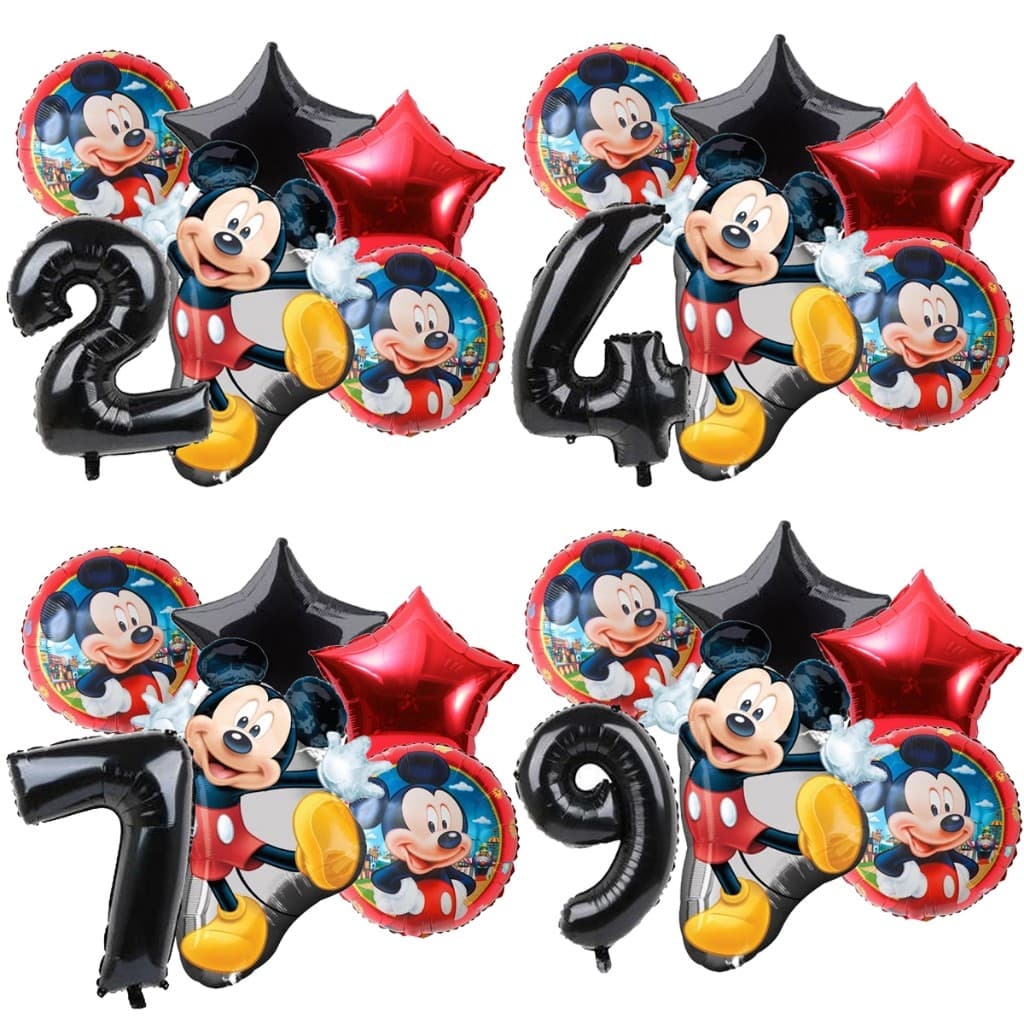 Balão Metalizado Mickey Mouse + Número Grande Disney Balões Metalizados Decoração Festa Enfeite Aniversário