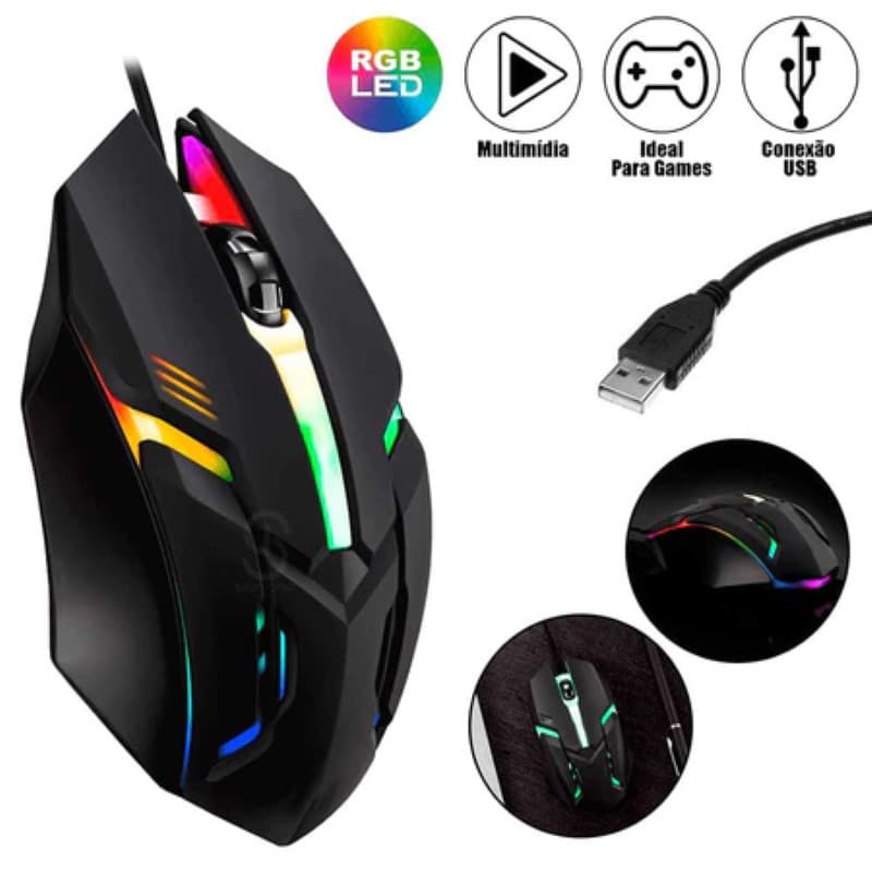 Mouse Gamer com Fio com led rgb