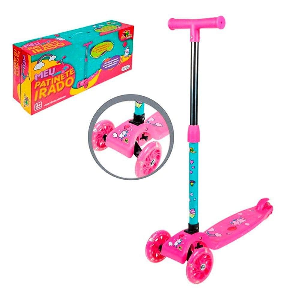 Patinete Infantil Menina 3 Rodas com Luz Dobrável Art Brink
