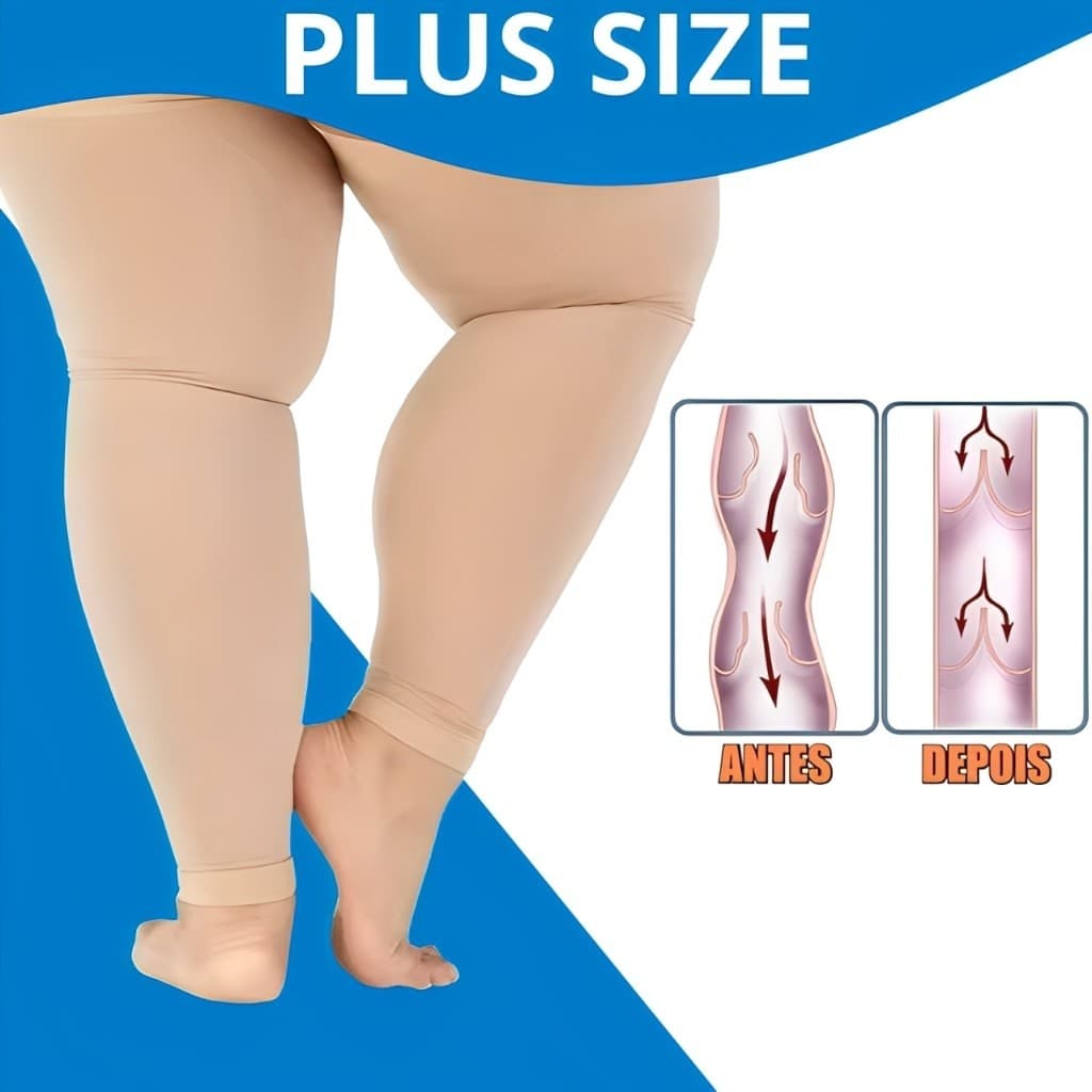 PAR de Meias 7/8 de Compressão 20-30mmHg ( PLUS SIZE ) Extra Grande Original OMG! - SUPER CONFORT