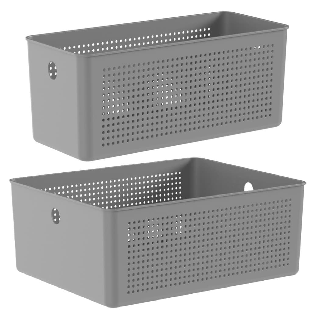 Kit Cesto Organizador Empilhável Multiuso 34x15x13 e 34x27x13 Cozinha Lavanderia Flow OU