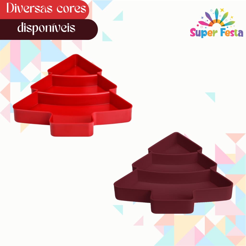 Kit 2 Bandeja Petisqueira Sortida Natal - Árvore de Natal Diversas Cores
