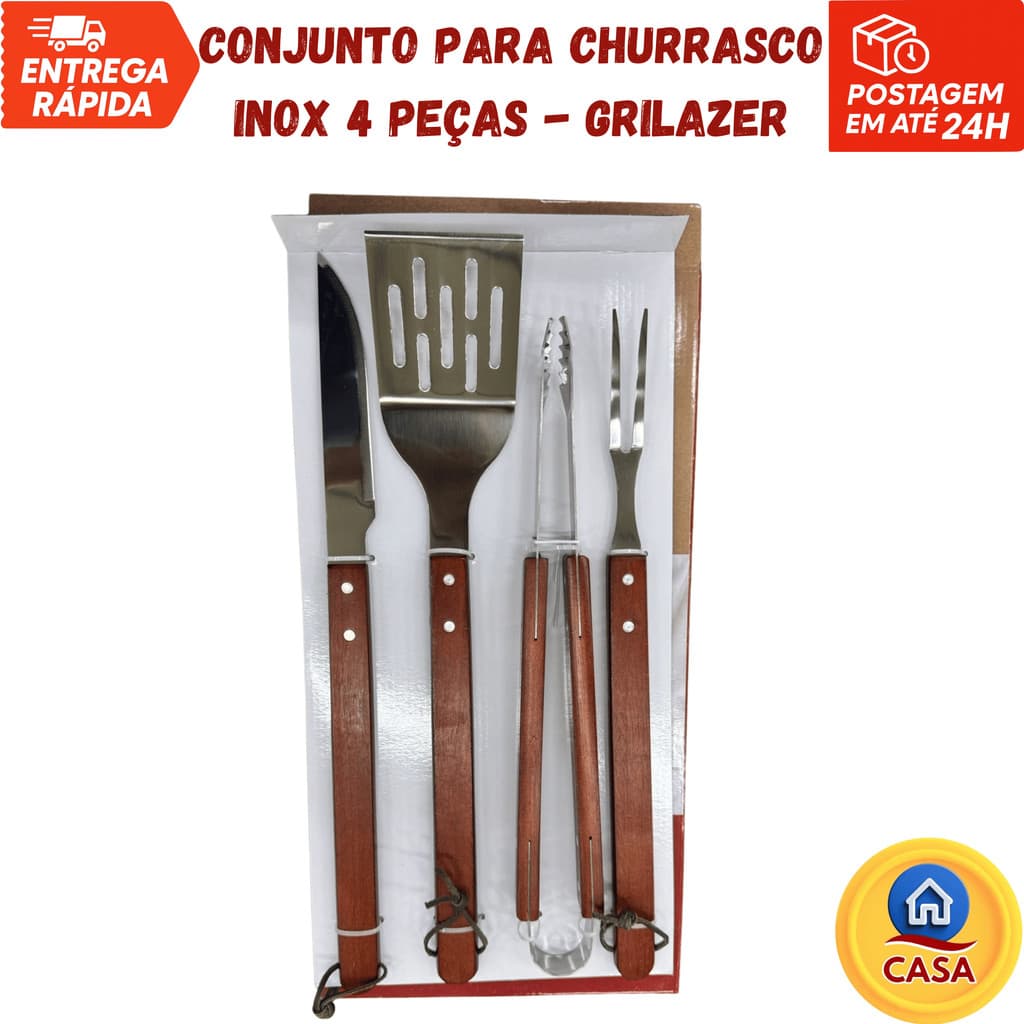 Conjunto para Churrasco Inox 4 Peças GaúchoGrill em Caixa Box – Grilazer