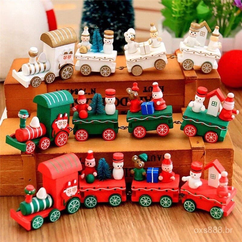 Trem de Madeira de Natal Decoração de Natal Decoração para Casa Suprimentos para Festas Lembranças Brinquedos Infantis D