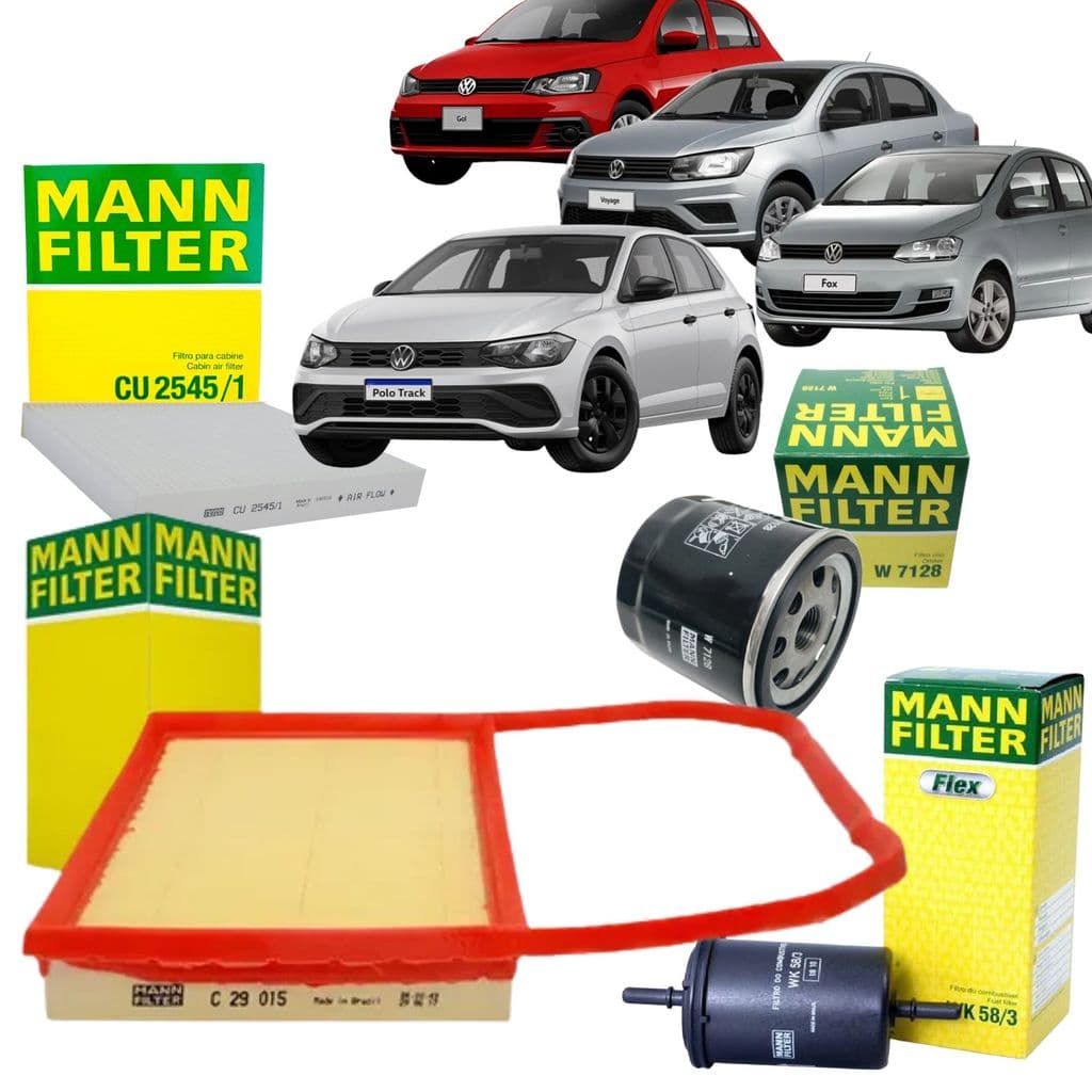 Kit Revisão Troca 4 Filtro VW Volkswagen Polo Track / Fox / Gol / Voyage - 1.0 12V MPI Aspirado - 2014 em diante (C