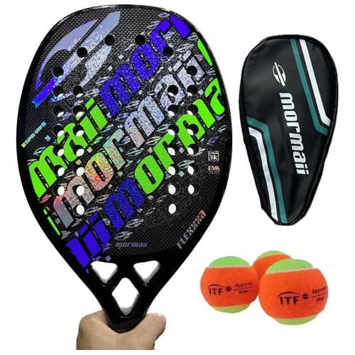 Nova Raquete Beach Tennis Mormaii Flexxxa Carbon 3K EVA Soft