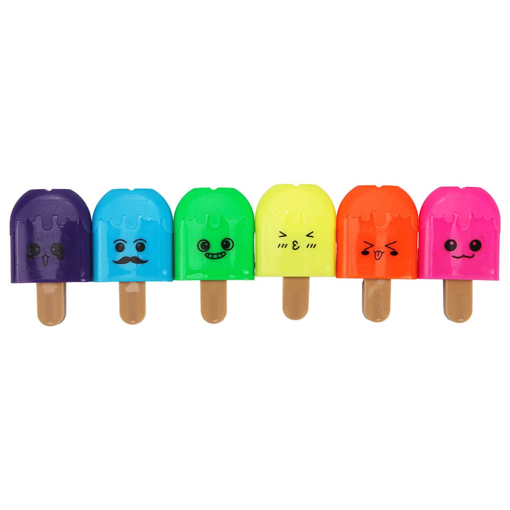 KIT MARCA TEXTO  BOLSA 6 CORES SORVETES FOFINHOS MATERIAL ESCOLAR ESCRITÓRIO INFANTIL